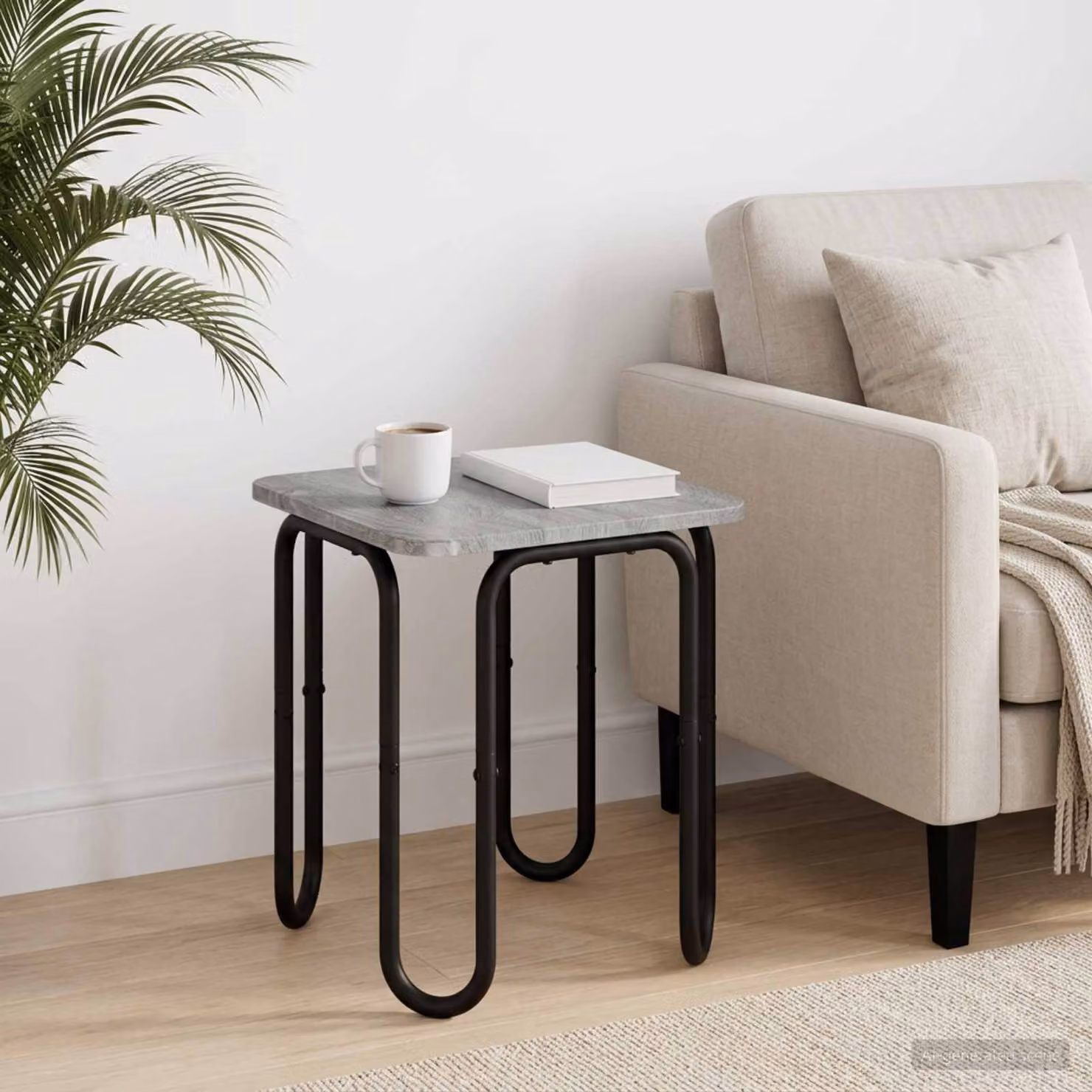 vidaXL Tavolino da salotto moderno grigio L/P/H: 40 x 40 x 45 cm
