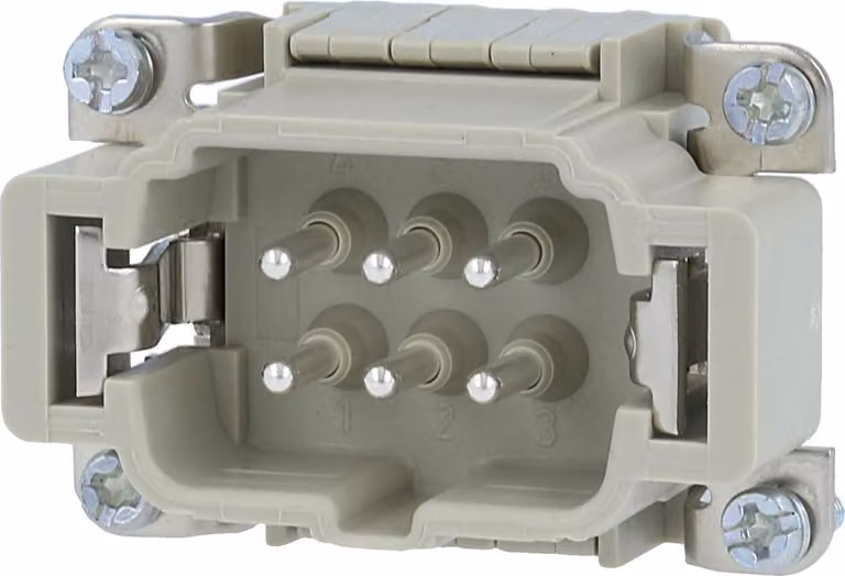 HARTING Han 6ESS inserto maschio (M) doppio connettore a molla con gabbia, 6 poli + PE 500 V, 16 A - 1 pezzo