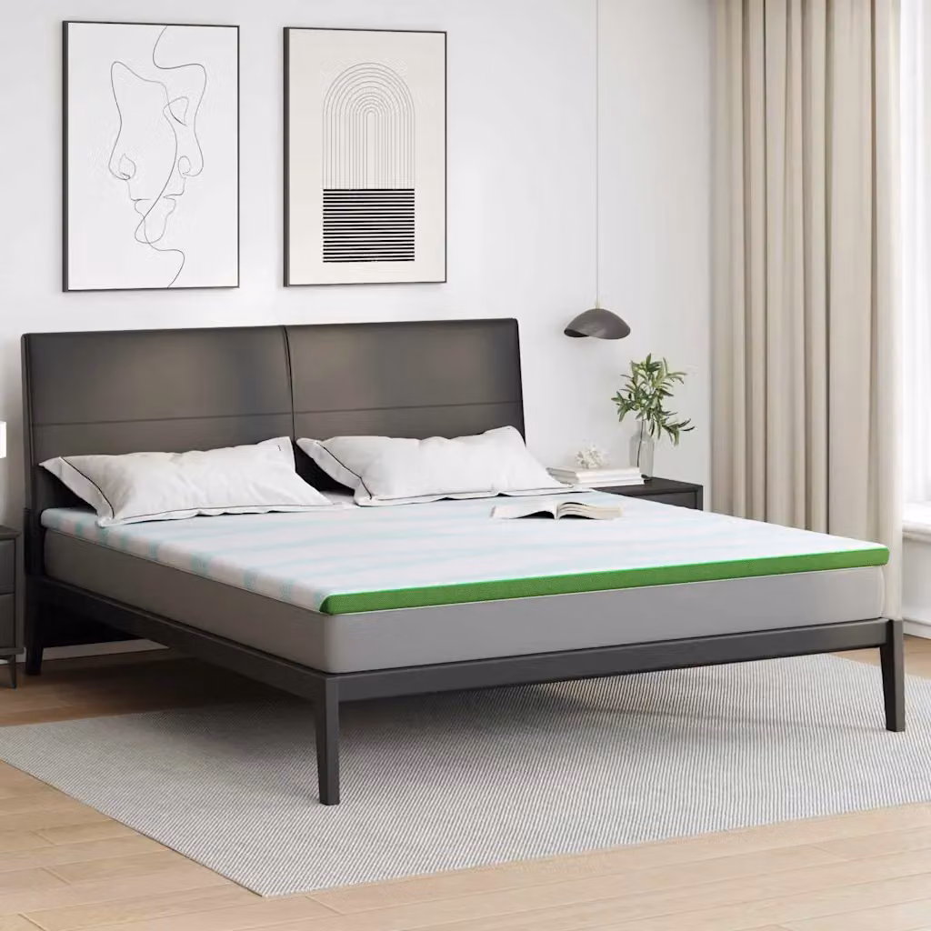 Topper per materasso in foam vidaXL Bianco e Verde L/P/H: 200 x 180 x 6 cm