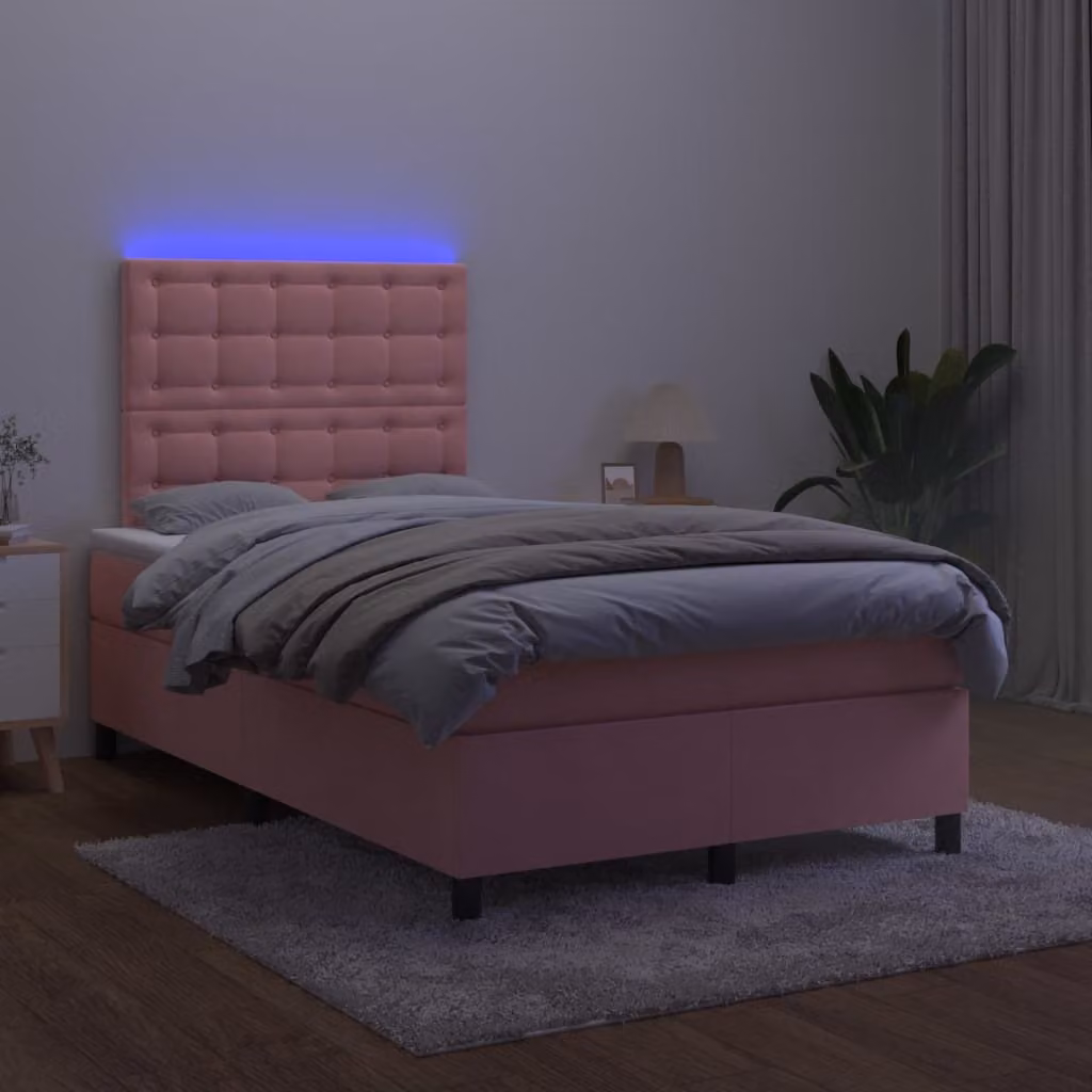 Maison Exclusive - Letto a Molle con Materasso e LED Rosa 120x200 cm in Velluto