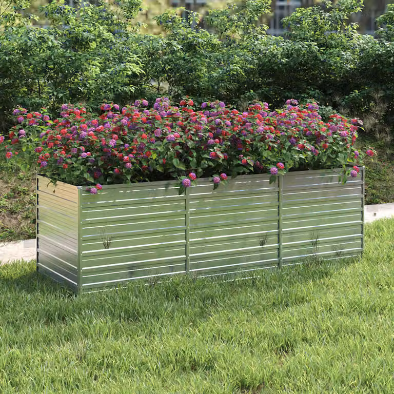 Letto rialzato da giardino vidaXL in acciaio zincato argento L: 240 cm, P: 80 cm, H: 77 cm