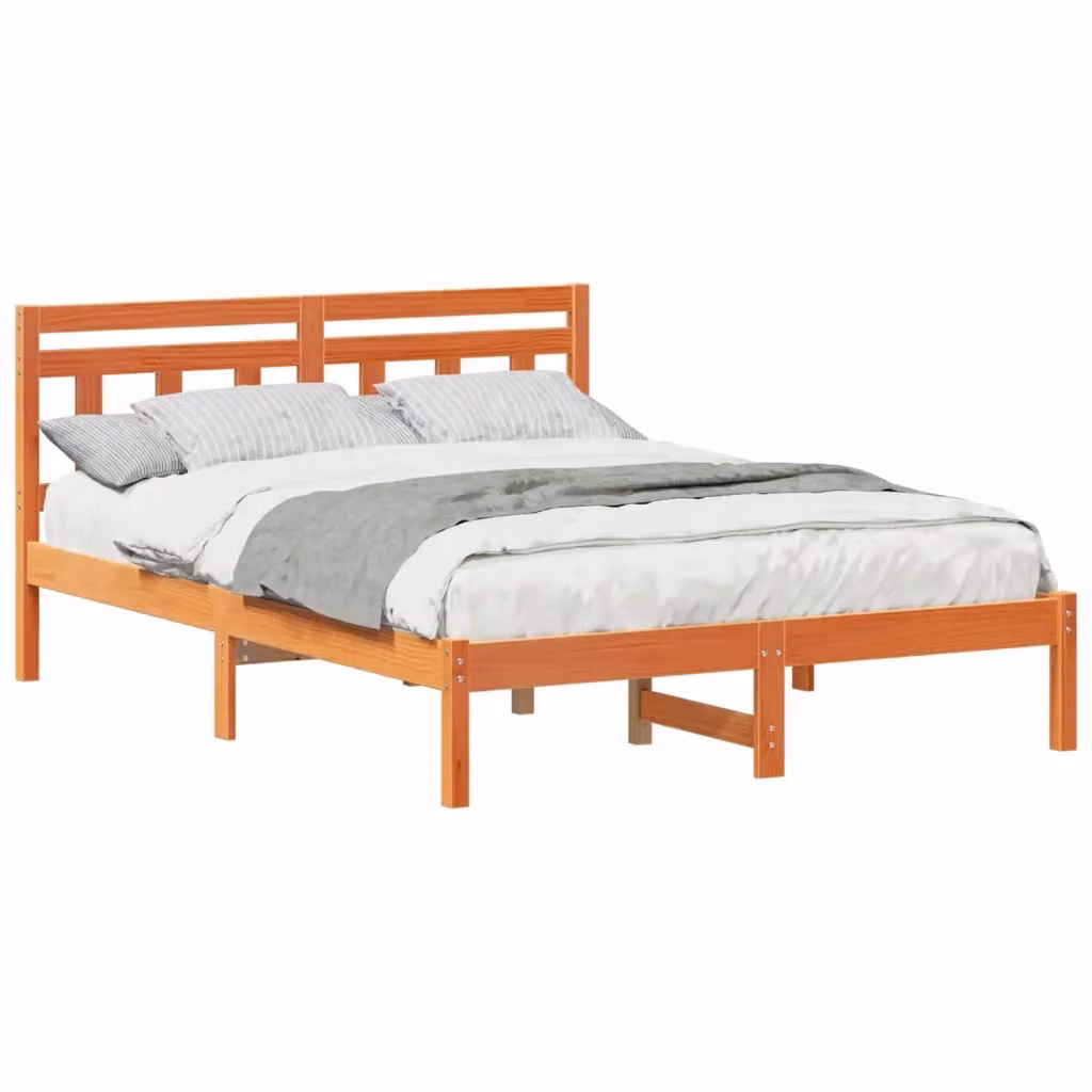 Struttura letto con giroletto in pino massello marrone L 120 cm x P 200 cm – 2