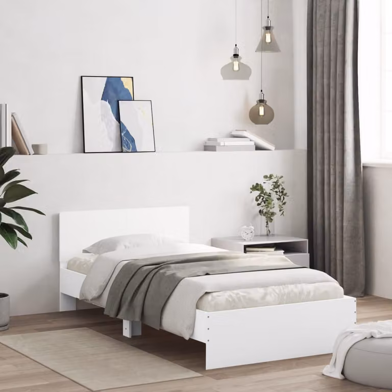 vidaXL Giroletto con Testiera Bianco in Legno Multistrato L/P/H: 100 x 200 x 70 cm