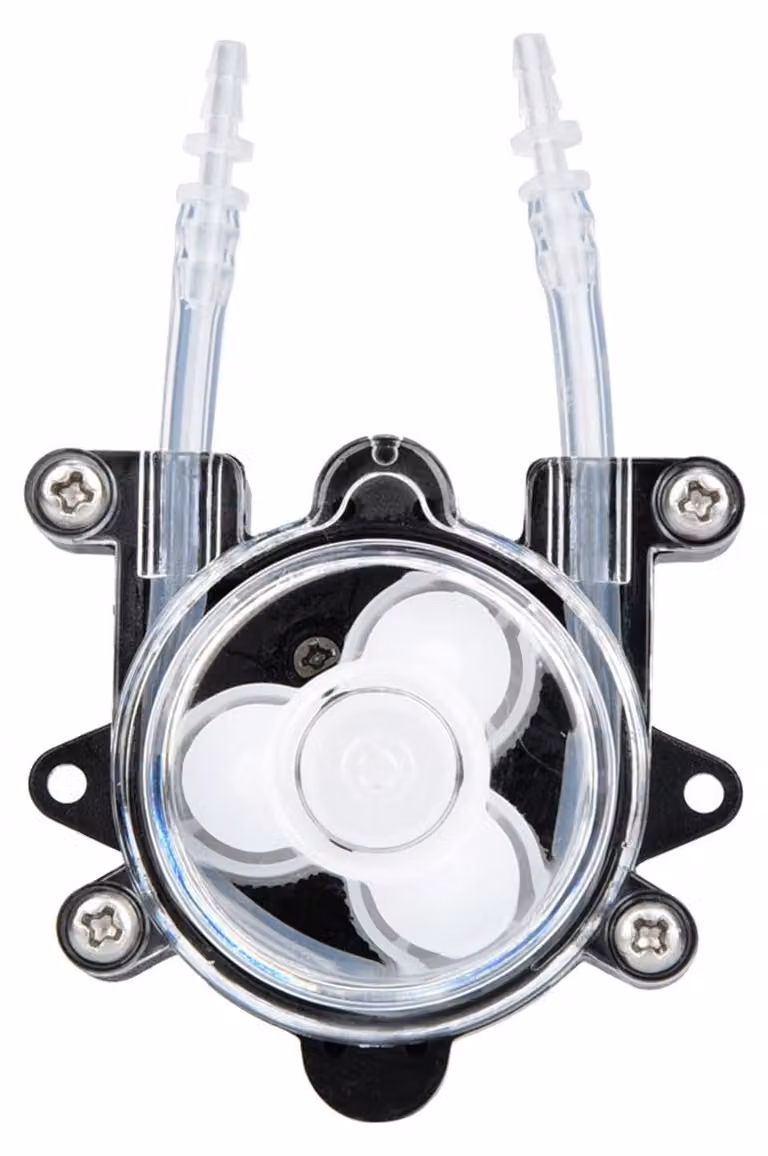 Pompa dosatrice peristaltica a 12V DC, portata da 0 a 65 ml/min, dimensioni 32x23 mm