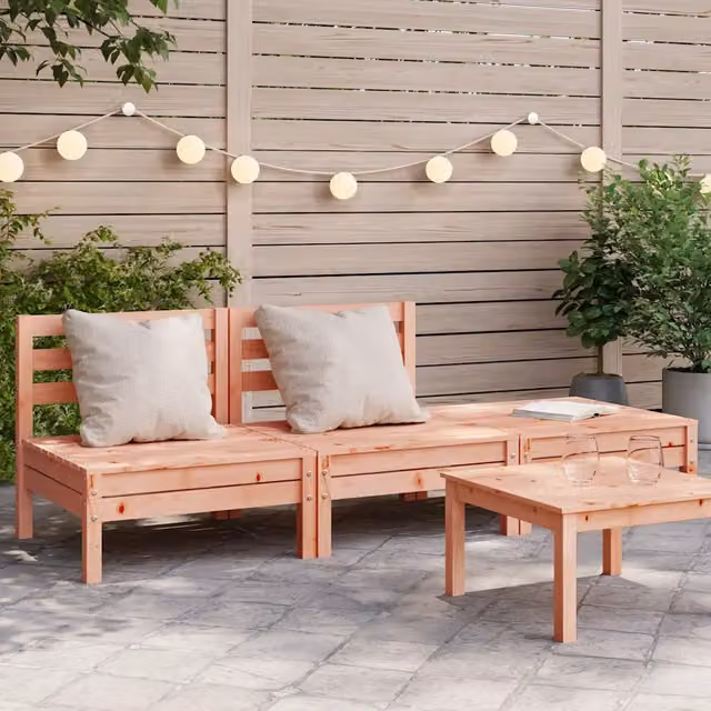 Divano da giardino a 3 posti vidaXL in legno massello con cuscini beige L: 190,5 cm, P: 63,5 cm, H: 62,5 cm – 1