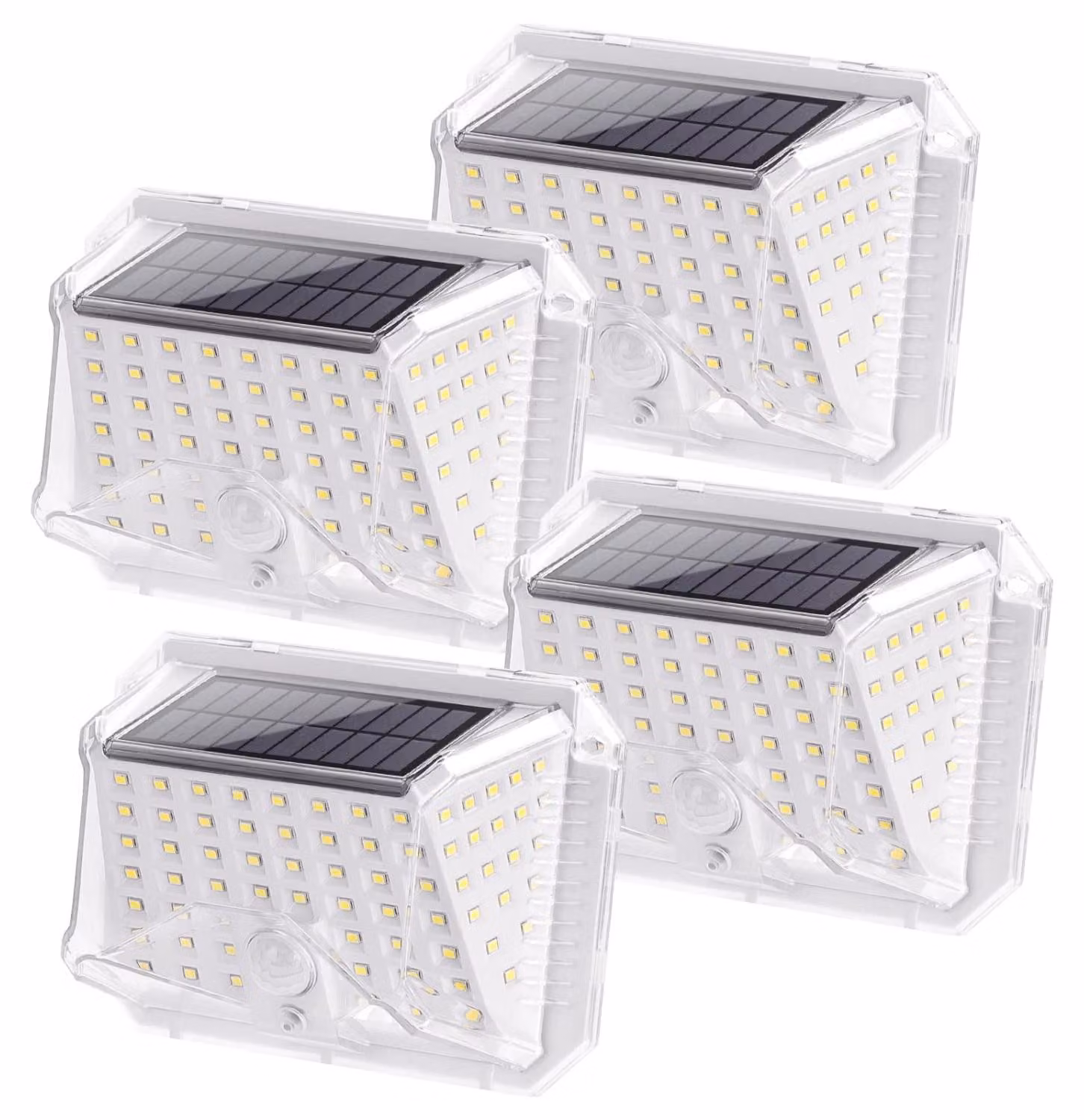 Set di 4 luci solari da esterno, con sensore PIR, grado di protezione IP65, temperatura di colore 6500K, angolo di rilevamento 120°