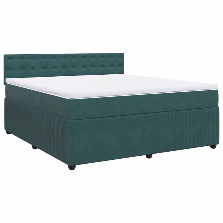 Giroletto a Molle con Materasso Verde Scuro 180x200 cm Velluto