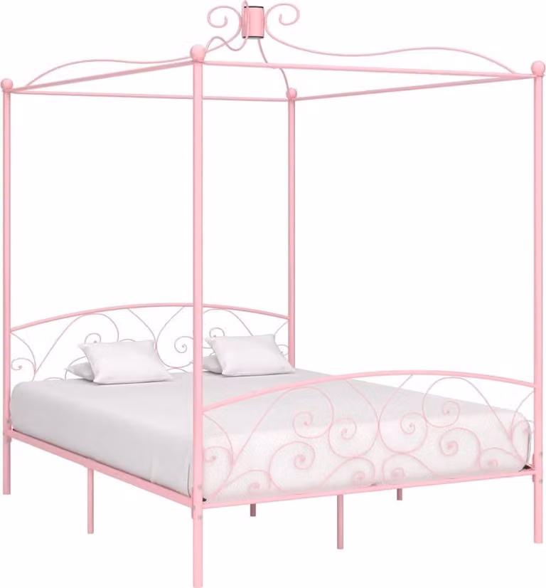 vidaXL Struttura letto a baldacchino in metallo rosa 160 x 200 cm - Struttura letto - Cornici letto - Struttura letto - Letto