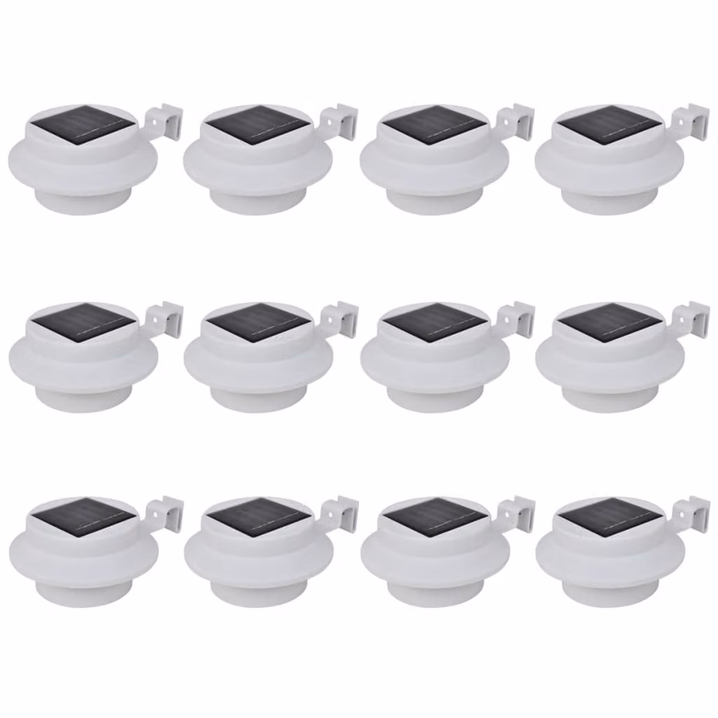 The Living Store Luci solari da esterno per recinzione 12 pz. LED Bianco