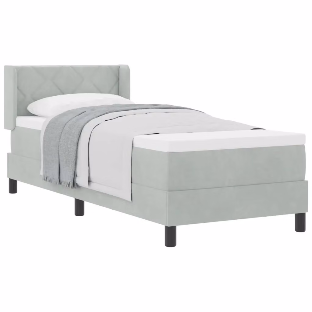 Letto ibrido con testiera in velluto vidaXL Grigio, L 80 cm x P 200 cm x H 140 cm – 2