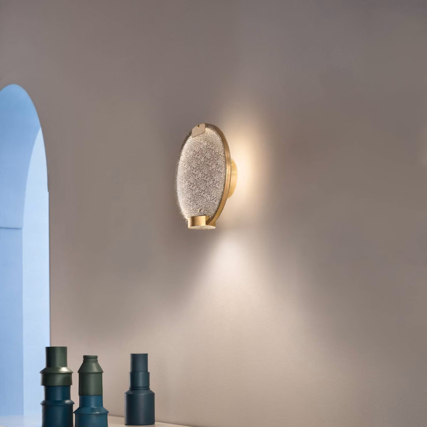 Masiero Applique da parete a LED Horo A, Ottone / Oro, Soggiorno / Sala da pranzo, Metallo, Design, Applique a LED
