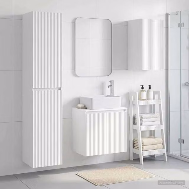 Set di mobili per il bagno 3 pz Bianco 33 x 34,5 x 160 cm 3406073
