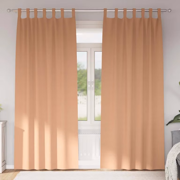 Set di 2 tende blackout vidaXL con anelli, colore marrone chiaro, H 245 x L 140 cm