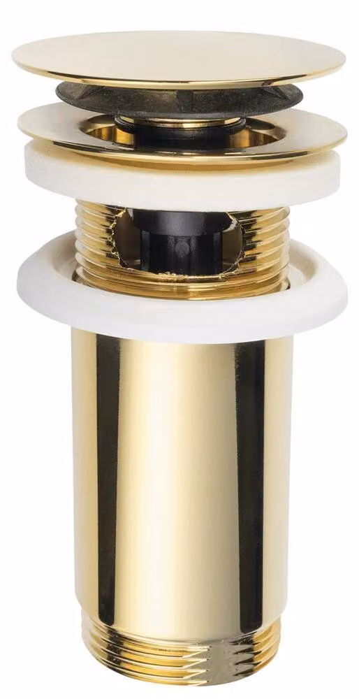 Set di scarico per lavabo 5/4", click-clack, tappo grande, max 80mm, oro