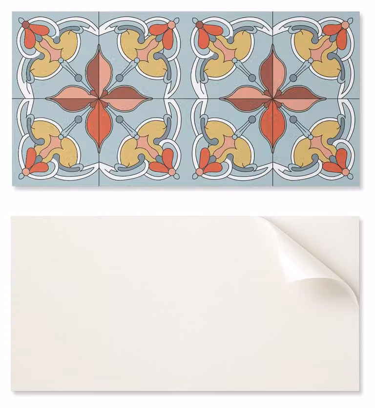 Pannello in vinile autoadesivo per bagno, dimensioni 120 x 60 cm, con motivo floreale e dettagli