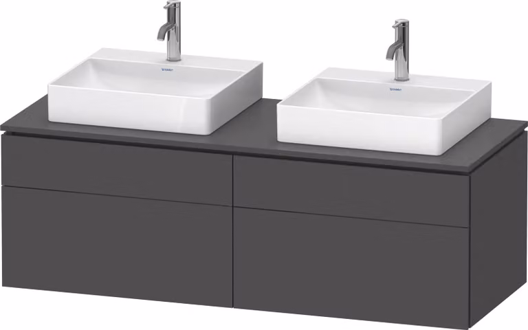 Duravit L-Cube Meuble sous-lavabo en console suspendu, avec plan de toilette en console, 4 tiroirs, pour deux vasques, 1420x482x550mm, LC4872B49490000, LC4872B49490000