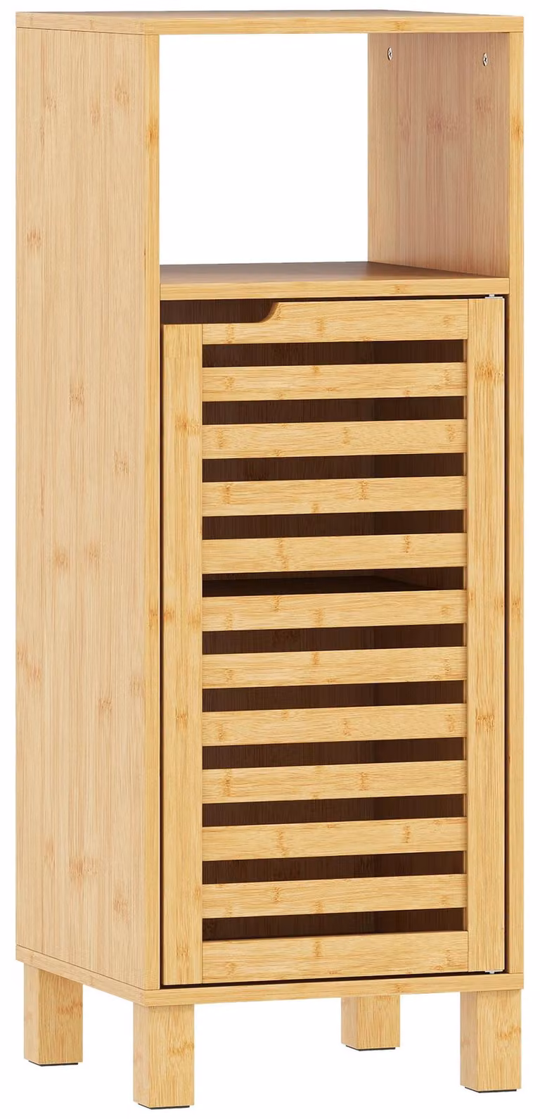 Mobiletto da bagno in bambù con ante a listelli | Colore: legno naturale | Dimensioni: 30x30x80 cm