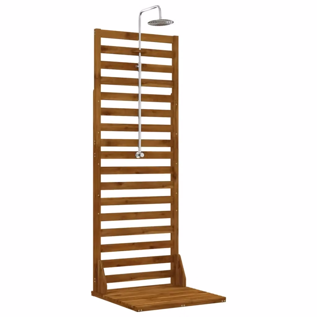 Doccia da esterno Videx Naturale marrone in legno e acciaio inossidabile, Altezza: 205,5 cm – 2