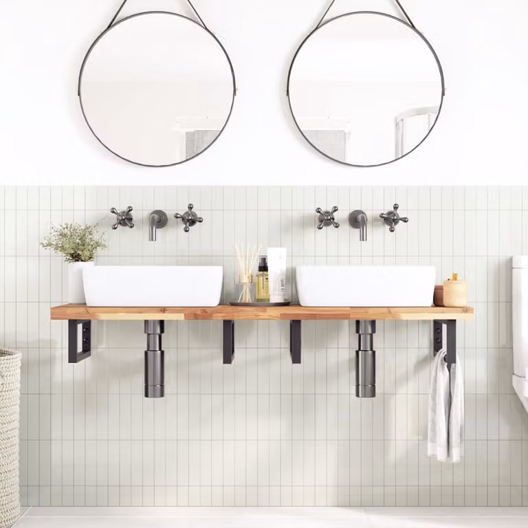 vidaXL Piano da Bagno Non Trattato 120x40x4cm Legno Massello di Acacia