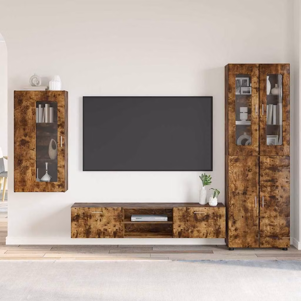 Set mobile TV moderno vidaXL FLORIN in legno MDF marrone, L 150 x P 39 x H 30 cm – 1