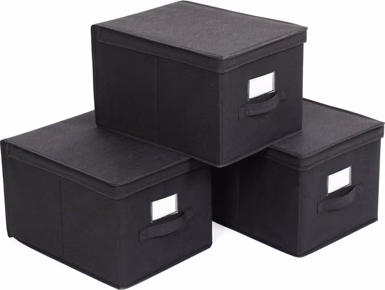 Set di 3 scatole multifunzione con scomparti 40x30x25cm nero RFB03H