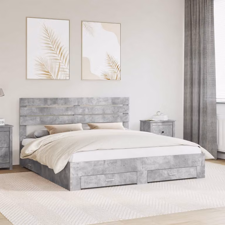 vidaXL Struttura letto moderna con cassetti Grigio, L: 180 cm, P: 200 cm, H: 206 cm
