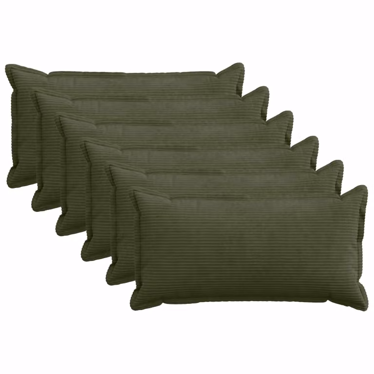 Set di 6 federe vidaXL HOUTEN in velluto a coste verdi, L 80 x P 40 cm