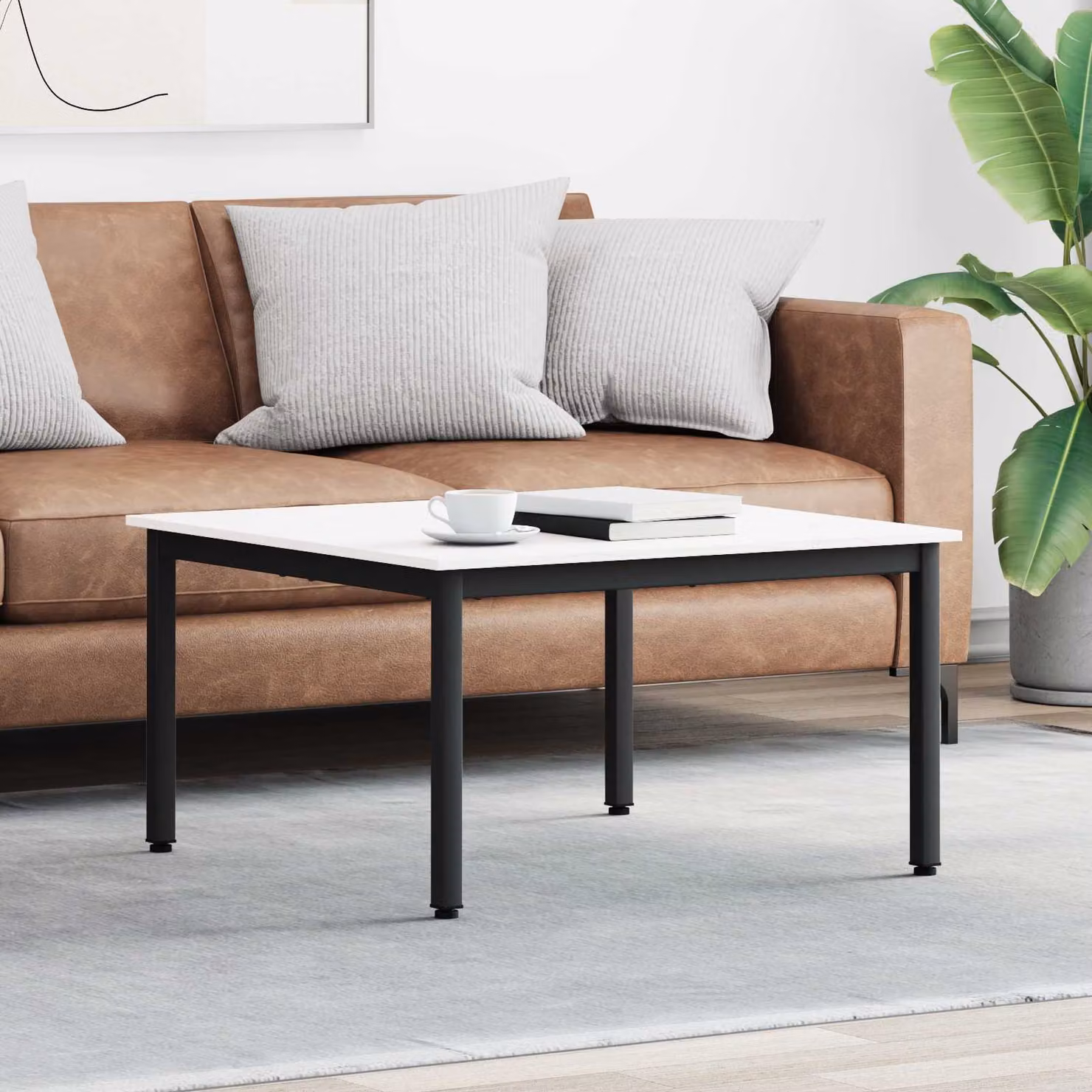 vidaXL Tavolino da salotto moderno in pino massello bianco L/P/H: 80 x 80 x 45 cm