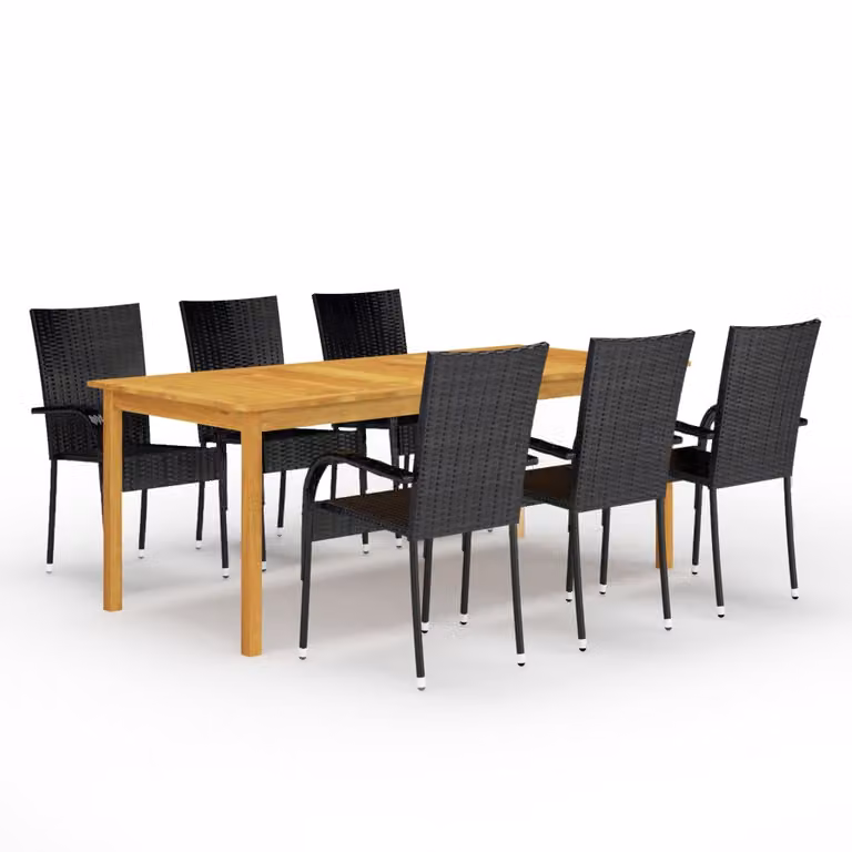 The Living Store Set da pranzo da giardino 7 pezzi nero