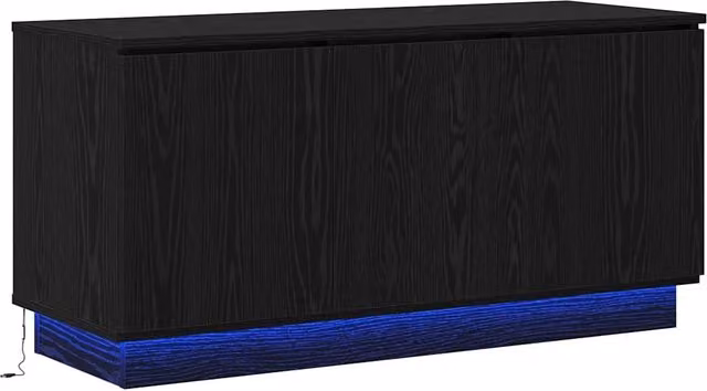 Mobile porta TV moderno in legno multistrato Rovere Nero, finitura lucida, L 100 cm x P 38 cm x H 49 cm