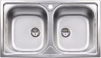 Lavello da incasso a due vasche Apell in acciaio inox color argento L: 86 cm, P: 50 cm
