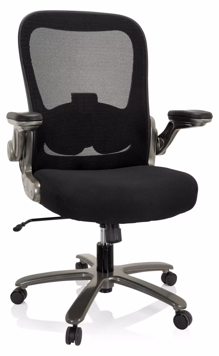hjh OFFICE XXL sedia girevole INSTRUCTOR T I Sedia da ufficio imbottita fino a 220 kg di portata con braccioli ribaltabili in tessuto / rete per ufficio, casa