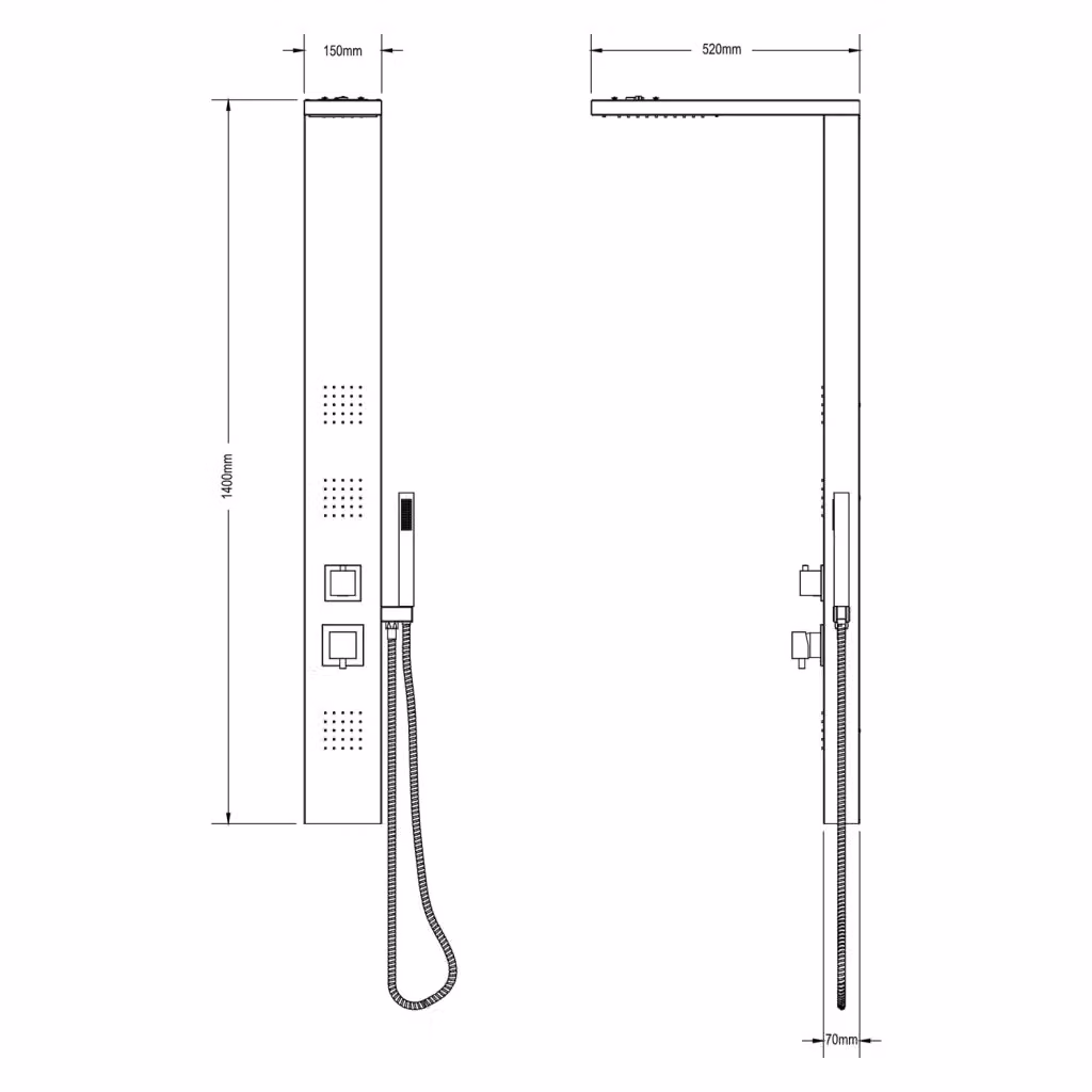 Colonna idromassaggio in alluminio nero IDRALITE mod. Vittoria H 140 cm x L 15 cm – 2