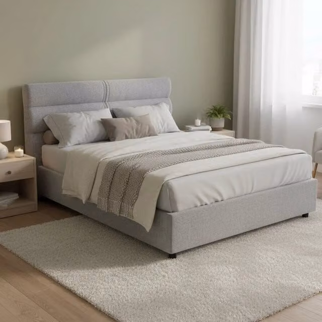 Letto Matrimoniale Briaglia DMORA con Contenitore a Alzata, Rivestimento in Tessuto Sfoderabile, Grigio e Nero, L 160 x P 200 cm