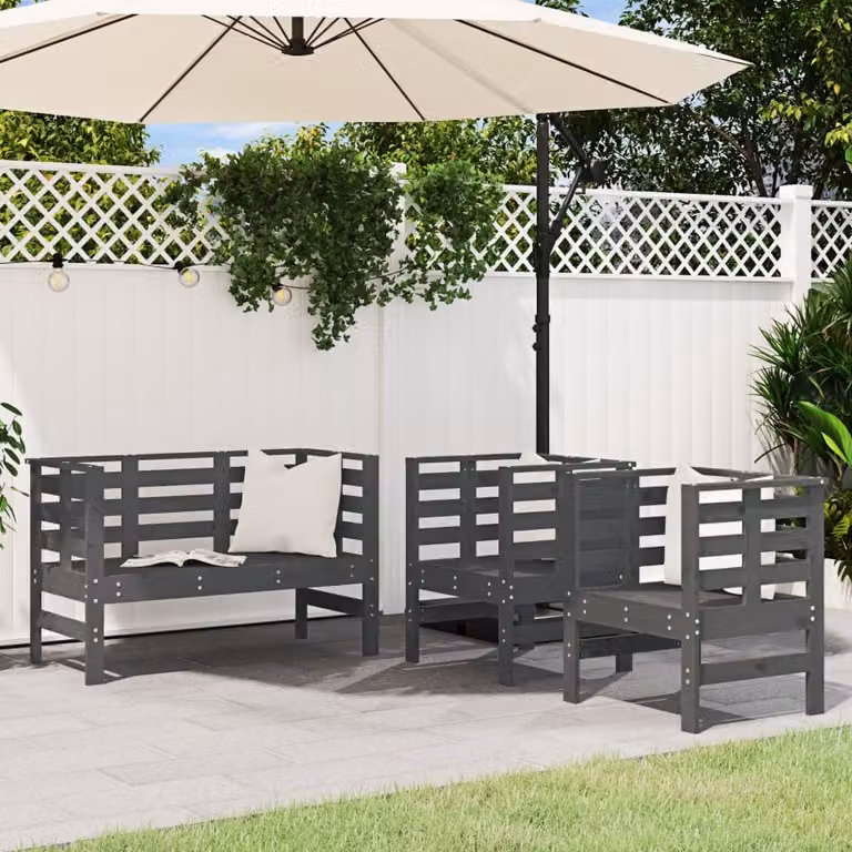 Maison Exclusive - Set da giardino 3 pezzi grigio in legno massello di pino