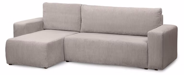Divano angolare con funzione letto, modello Kingi, colore sabbia