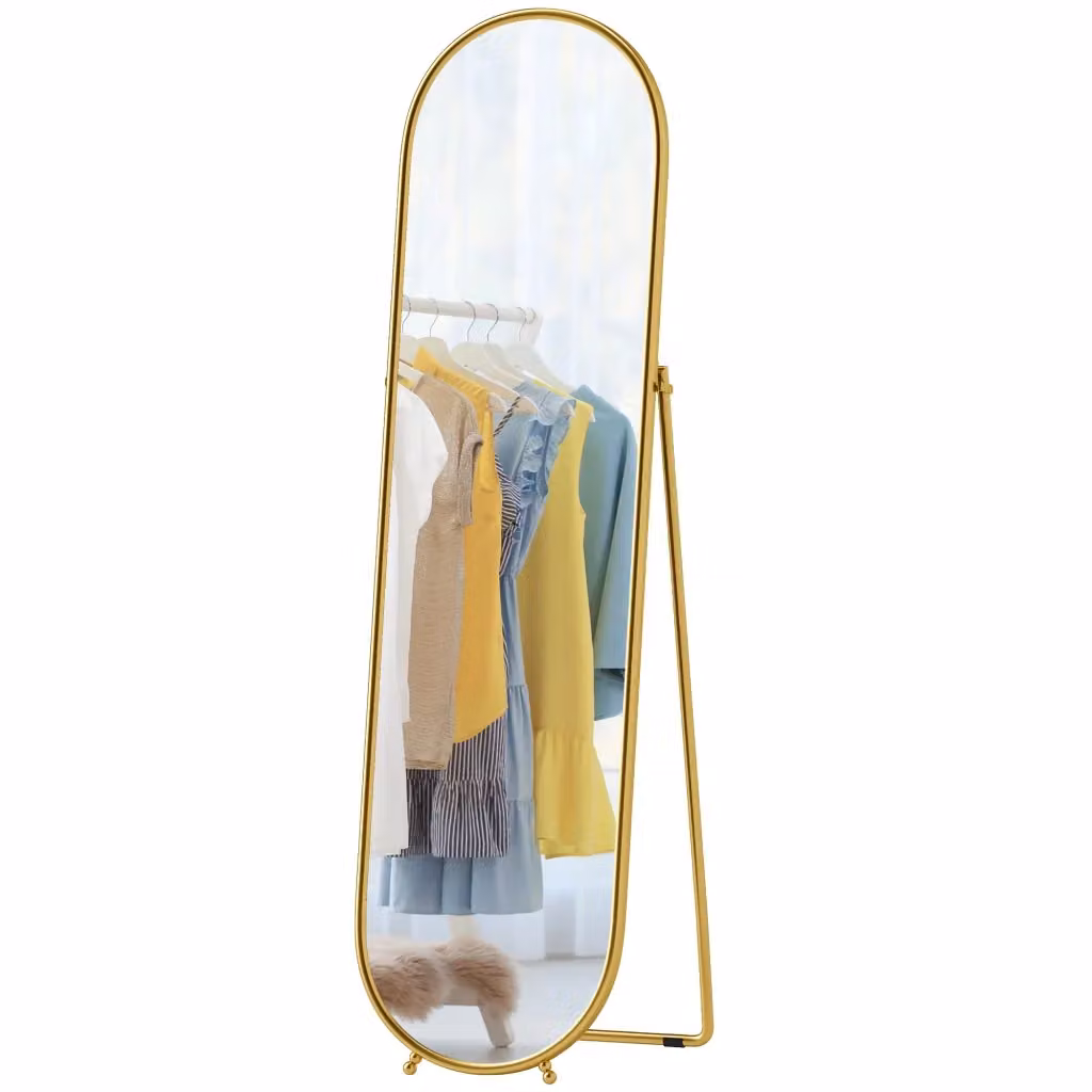 Specchio a figura intera da terra XYLO oro in vetro e metallo, H 180 cm x L 50 cm – 2