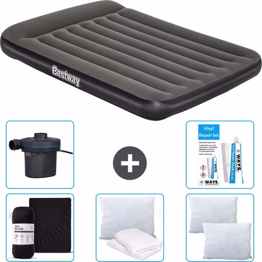 Materasso gonfiabile Bestway - Letto alla francese - 137 x 191 x 30 cm - Verde - Accessori inclusi