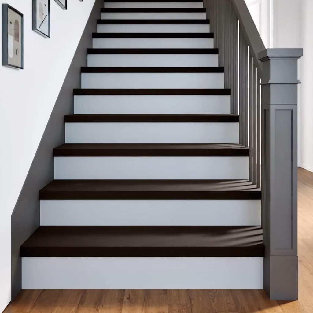 Set di 2 gradini vidaXL in legno massello di rovere, colore marrone-nero, L 90 cm x P 30 cm x H 2 cm