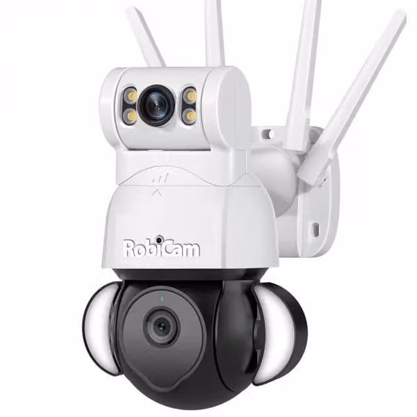Telecamera doppia RobiCam, 2MP, da esterno, impermeabile, rotazione 360°