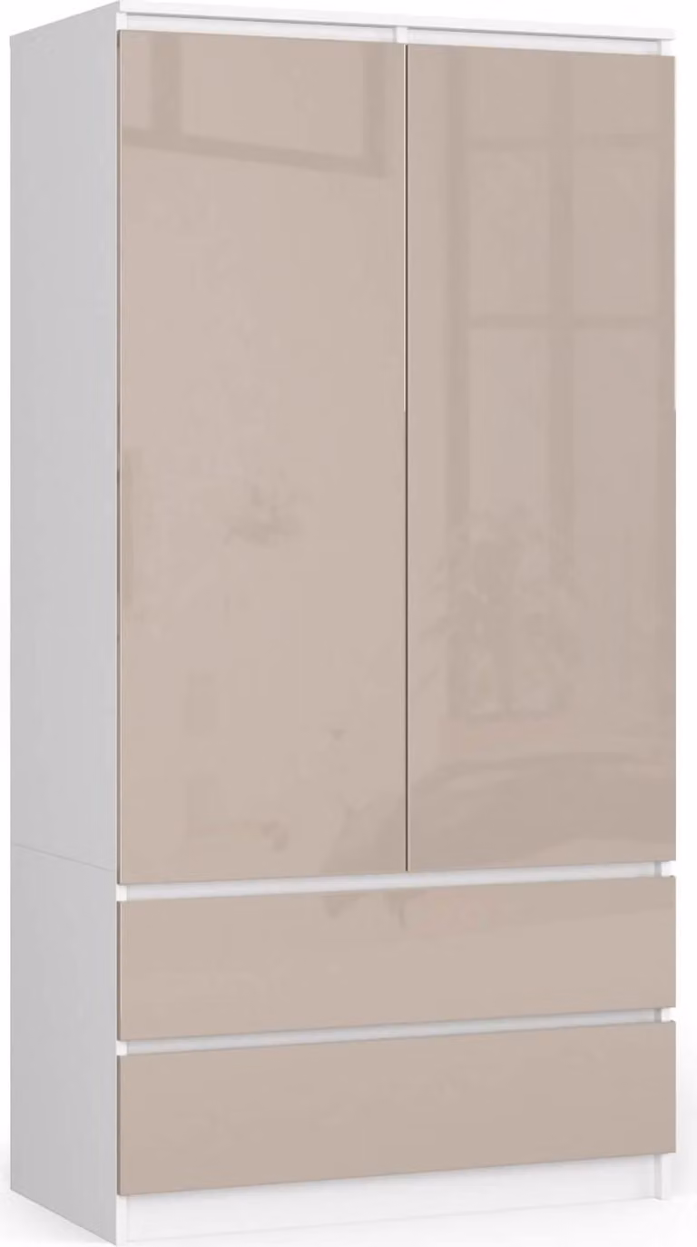 Akord Armadio Bianco/Cappuccino Lucido 90X51X180 Cm