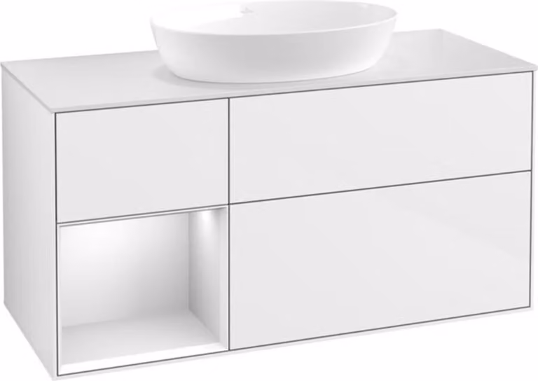 V&B illuminazione a parete del mobile Finion 120cm, Pl w m, Rg wh. m Lac, glo wh. Lac