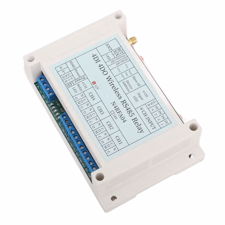 Modulo relè radio a 4 canali 4DI 4DO 433M RS485 Trasmettitore-ricevitore relè con antenna DC 12V