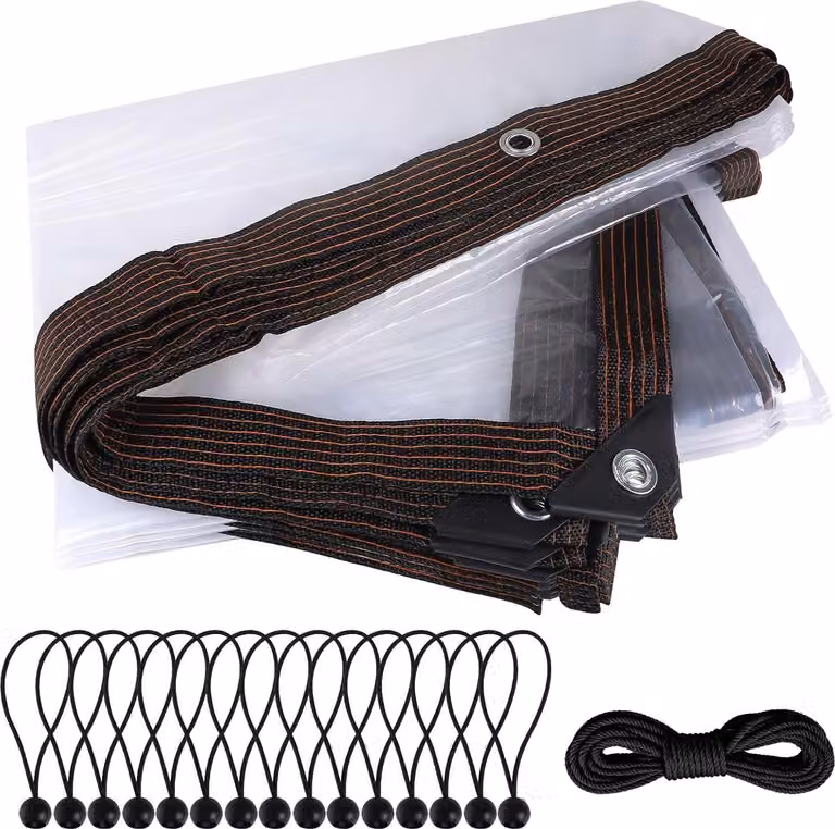 DBREAKS Tenda trasparente con anelli 3x4 m, tenda trasparente, tenda da terrazza impermeabile, telo da giardino, teloni resistenti alle intemperie, protezione dalla pioggia per esterni, per mobili da giardino, piante, ripari per animali, tetto