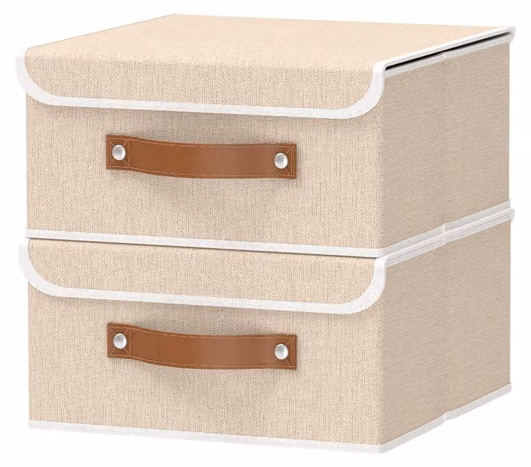 Set di due scatole contenitore con coperchio, ideali per riporre vestiti