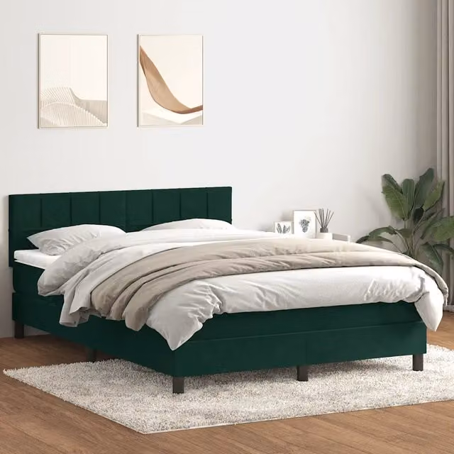 Giroletto a Molle con Materasso Verde Scuro 160x220 cm Velluto 3316266