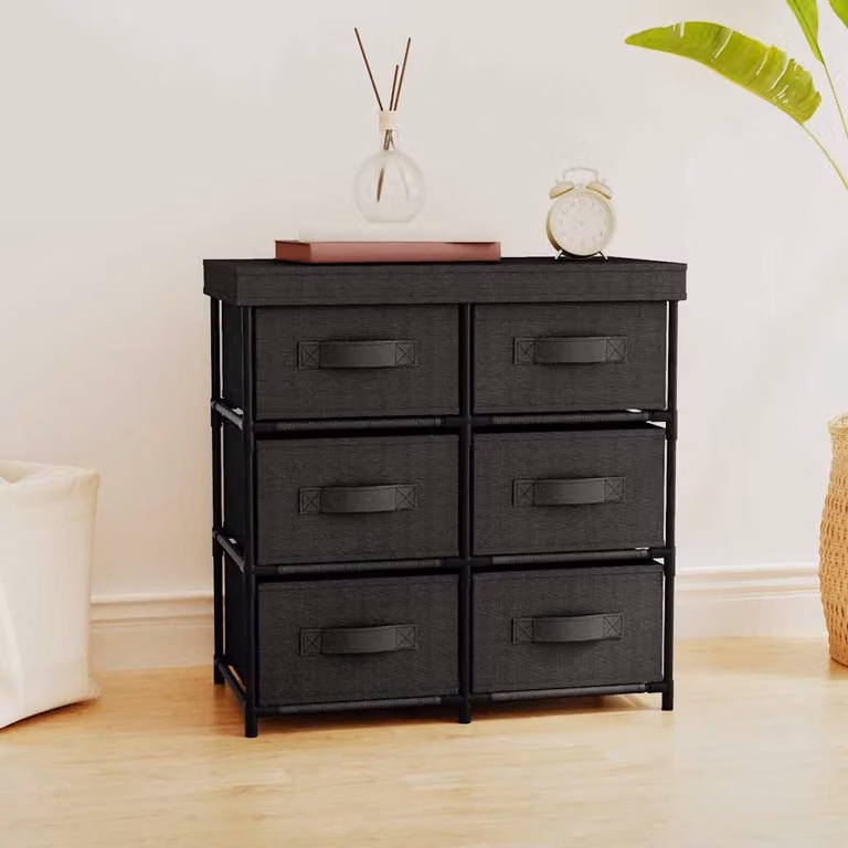 vidaXL Armadietto con 6 Cassetti in Acciaio Nero Opaco L: 55 cm, P: 29 cm, H: 55 cm