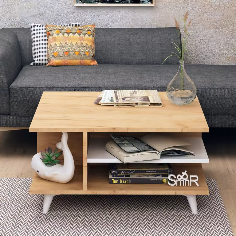 Skye Decor, Skull, tavolino, rovere, 100% pannelli truciolari rivestiti in melamina, 80 x 80 x 40 cm