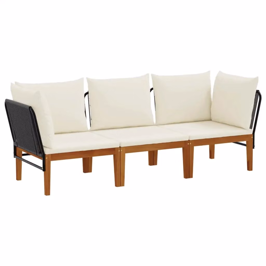 Set di 3 sedie da giardino vidaXL in legno di acacia e corda bianca per esterni – 2