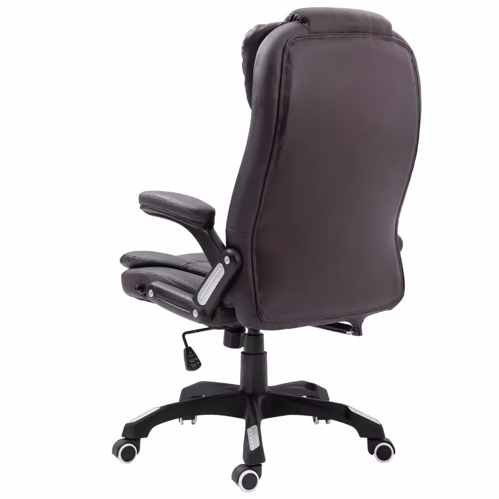 Sedia da ufficio girevole executive vidaXL in ecopelle marrone con braccioli e ruote – 2